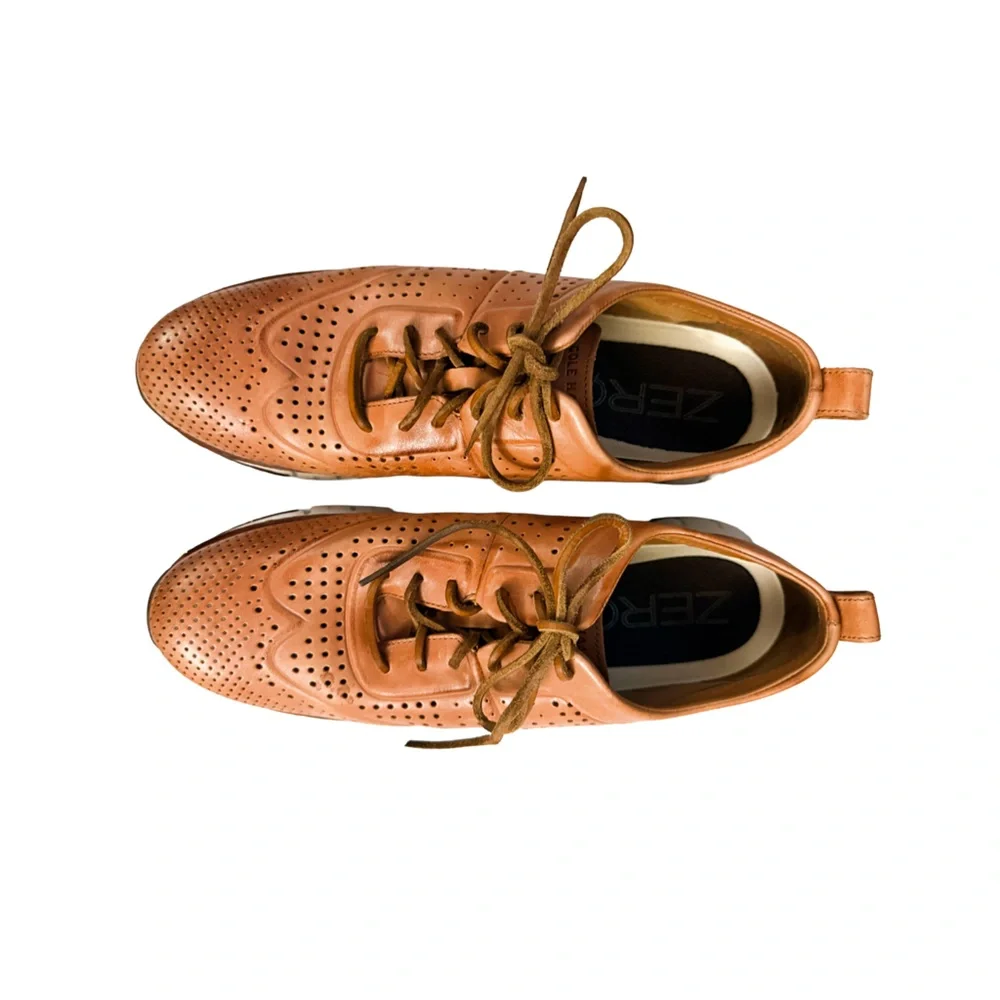 COLE HAAN Tan Leather Wingtip Oxford Men’s 10 M